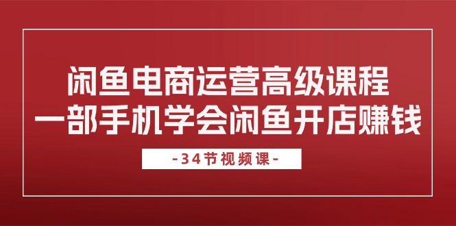 闲鱼电商运营高级课程，一部手机学会闲鱼开店赚钱-副业网