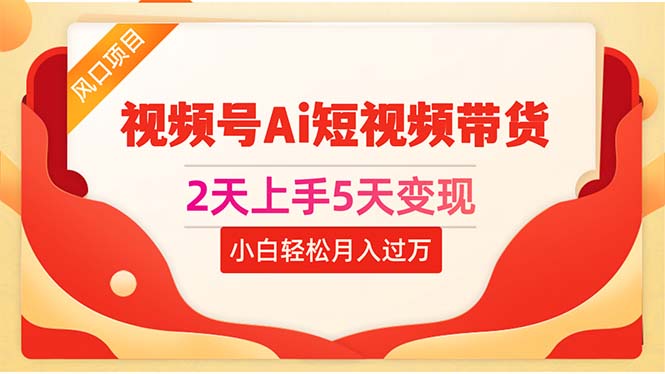 2天上手5天变现视频号Ai短视频带货0粉丝0基础小白轻松月入过万-副业网