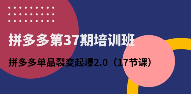 拼多多第37期培训班：拼多多单品裂变起爆2.0-副业网