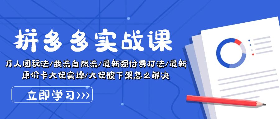 拼多多·实战课：万人团玩法/截流自然流/最新强付费打法/最新原价卡大促..-副业网