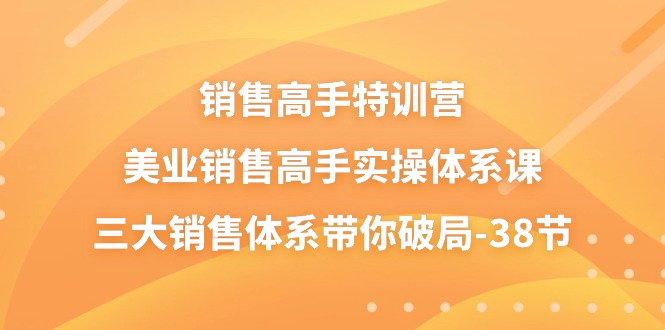 销售-高手特训营，美业-销售高手实操体系课，三大销售体系带你破局-38节-副业网