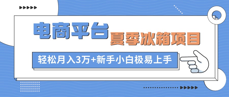 电商平台夏季冰箱项目，轻松月入3万+，新手小白极易上手-副业网