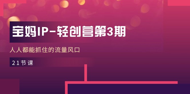 宝妈IP-轻创营第3期，人人都能抓住的流量风口-副业网