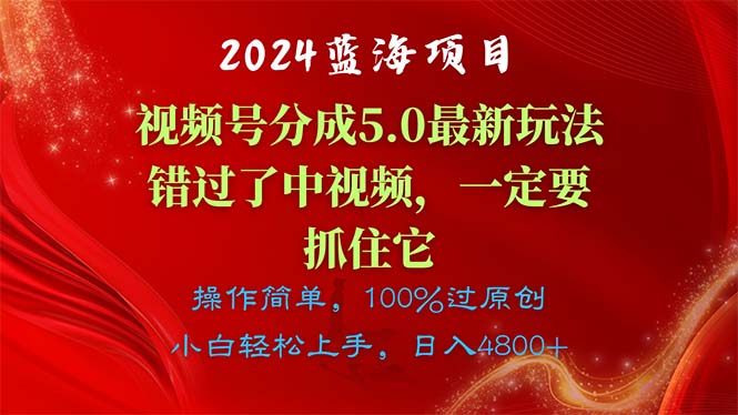 2024蓝海项目，视频号分成计划5.0最新玩法，错过了中视频，一定要抓住…-副业网