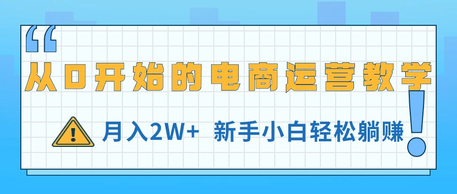 从0开始的电商运营教学，月入2W+，新手小白轻松躺赚-副业网