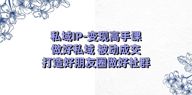 私域IP-变现高手课：做好私域 被动成交，打造好朋友圈做好社群-副业网