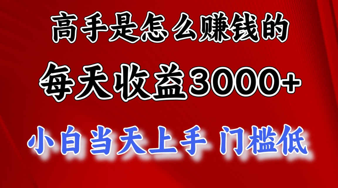 高手是怎么赚钱的，一天收益3000+ 这是穷人逆风翻盘的一个项目，非常…-副业网