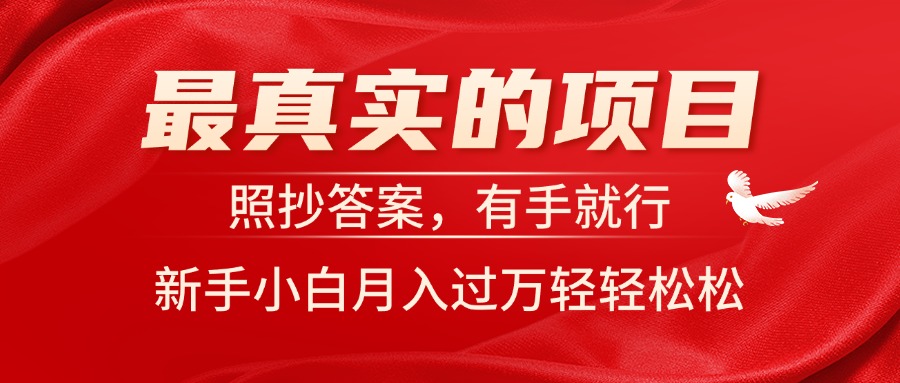 最真实的项目，照抄答案，有手就行，新手小白月入过万轻轻松松-副业网