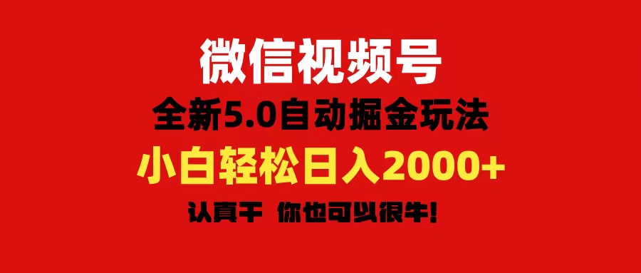 微信视频号变现，5.0全新自动掘金玩法，日入利润2000+有手就行-副业网