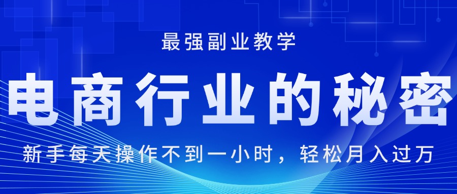 电商行业的秘密，新手每天操作不到一小时，月入过万轻轻松松，最强副业…-副业网