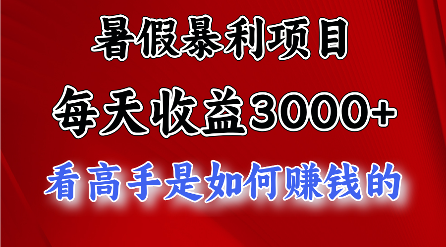 暑假暴利项目，每天收益3000+ 努努力能达到5000+，暑假大流量来了-副业网