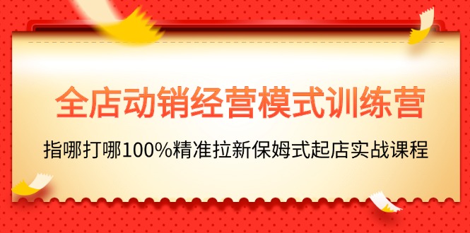 全店动销-经营模式训练营，指哪打哪100%精准拉新保姆式起店实战课程-副业网