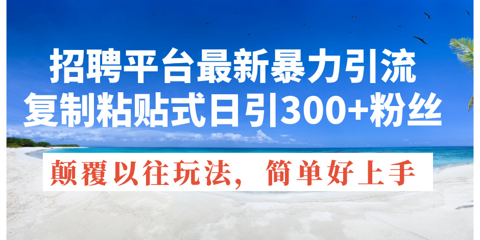 招聘平台最新暴力引流，复制粘贴式日引300+粉丝，颠覆以往垃圾玩法，简…-副业网