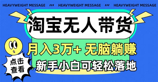 淘宝无人带货3.0高收益玩法，月入3万+，无脑躺赚，新手小白可落地实操-副业网
