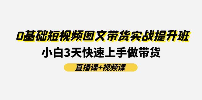 0基础短视频图文带货实战提升班(直播课+视频课)：小白3天快速上手做带货-副业网
