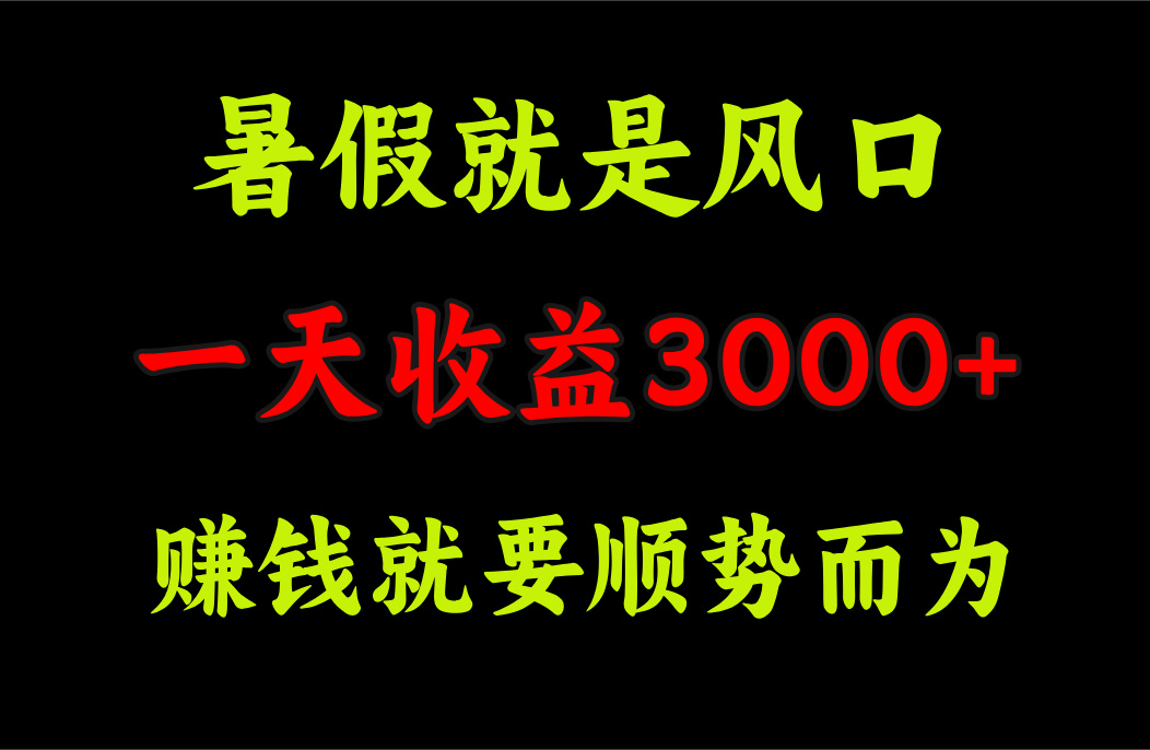 一天收益3000+ 赚钱就是顺势而为，暑假就是风口-副业网