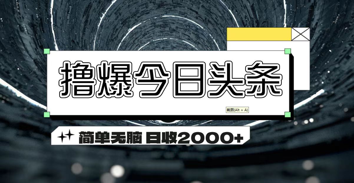 撸爆今日头条 简单无脑操作 日收2000+-副业网