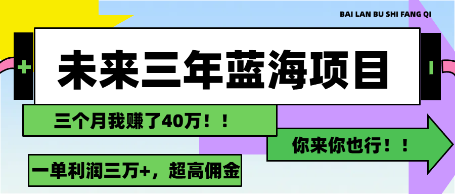 未来三年，蓝海赛道，月入3万+-副业网