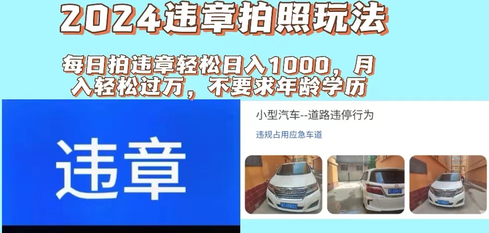 2024违章拍照新玩法，推广躺赚+拍照赚钱双模式，日入1000+-副业网