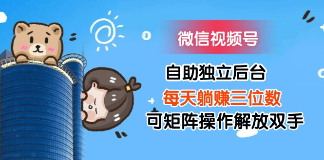 微信视频号自助独立后台每天躺赚三位数可矩阵操作解放双手-副业网