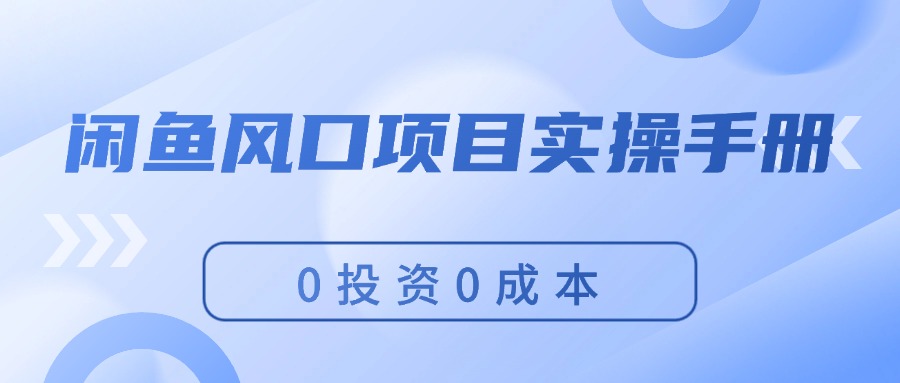 闲鱼风口项目实操手册，0投资0成本，让你做到，月入过万，新手可做-副业网