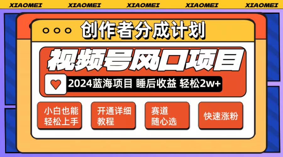 微信视频号大风口项目 轻松月入2w+ 多赛道选择，可矩阵，玩法简单轻松上手-副业网