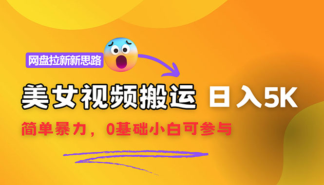 【新思路】视频搬运+网盘拉新，靠搬运每日5000+简单暴力，0基础小白可参与-副业网