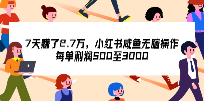 7天收了2.7万，小红书咸鱼无脑操作，每单利润500至3000-副业网