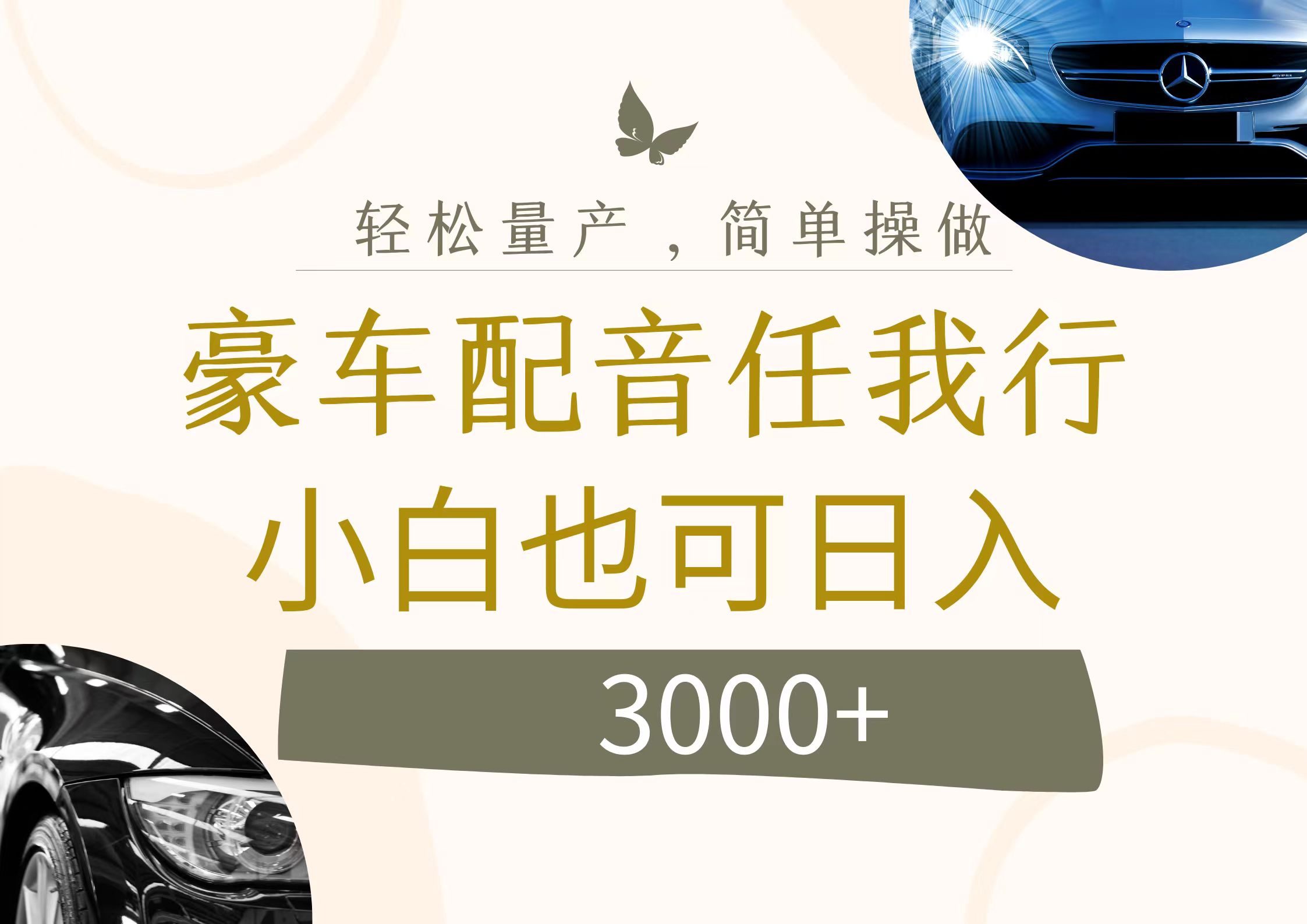 不为人知的暴力小项目，豪车配音，日入3000+-副业网