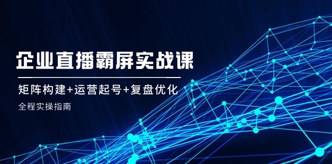企 业 直 播 霸 屏实战课：矩阵构建+运营起号+复盘优化，全程实操指南-副业网