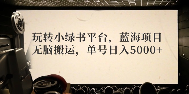 玩转小绿书平台，蓝海项目，无脑搬运，单号日入5000+-副业网