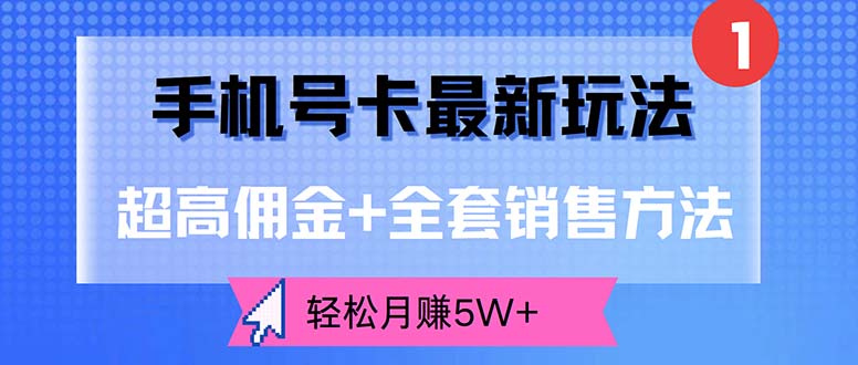 手机号卡最新玩法，超高佣金+全套销售方法，轻松月赚5W+-副业网