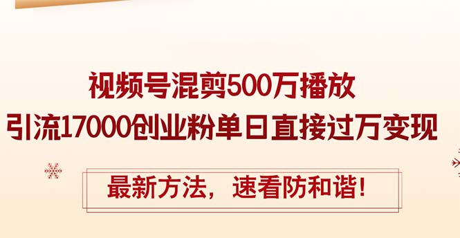 精华帖视频号混剪500万播放引流17000创业粉，单日直接过万变现，最新方…-副业网