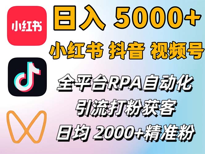 小红书、抖音、视频号RPA全自动矩阵引流截流获客工具，日均2000+精准粉丝-副业网