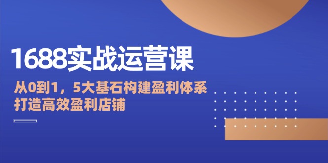 1688实战运营课：从0到1，5大基石构建盈利体系，打造高效盈利店铺-副业网