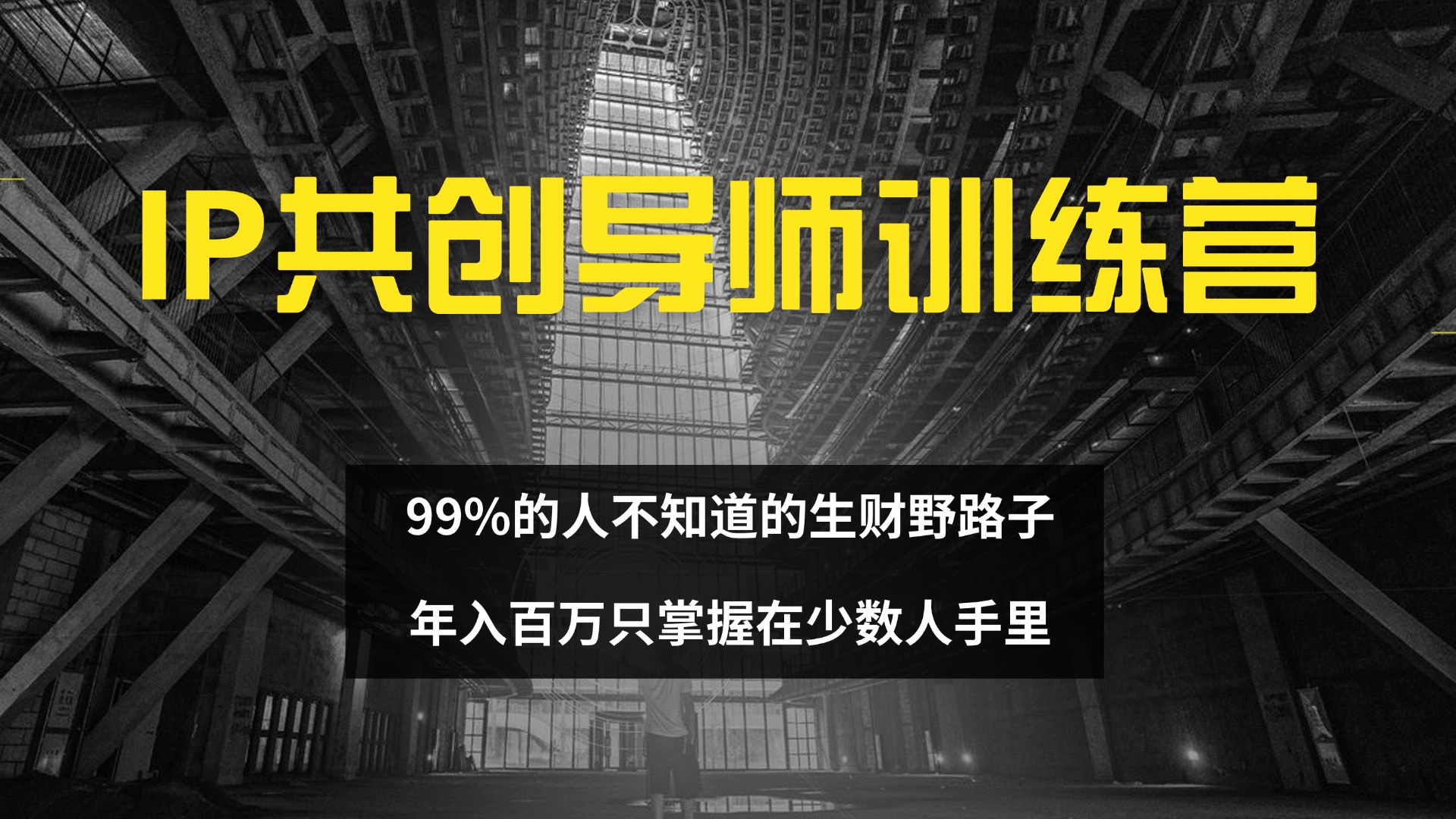 IP共创导师训练营 99%的人不知道的生财野路子 只掌握在少数人手里-副业网