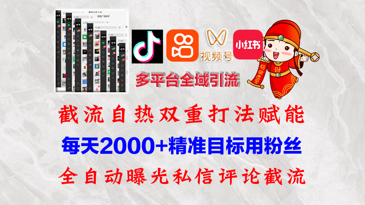 快手，抖音，小红书，视频号多平台全自动引流获客系统 精准全域引流，…-副业网