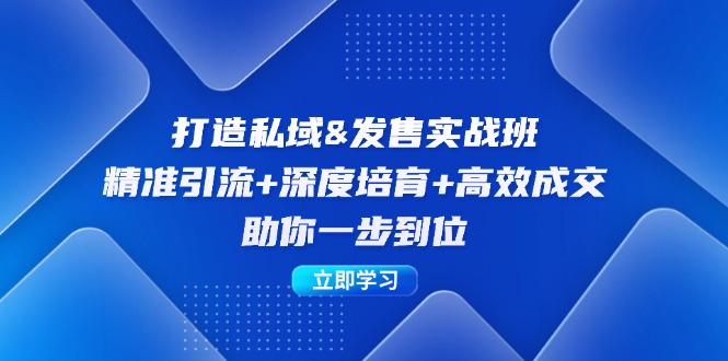 打造私域&发售实操班：精准引流+深度培育+高效成交，助你一步到位-副业网