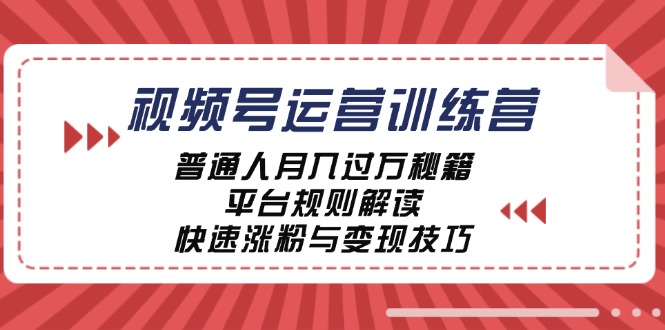 视频号运营训练营：普通人月入过万秘籍，平台规则解读，快速涨粉与变现…-副业网