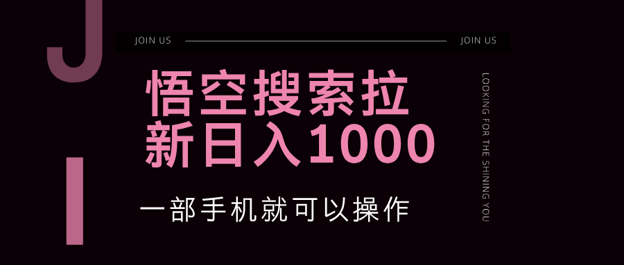 悟空搜索类拉新 蓝海项目 一部手机就可以操作 教程非常详细-副业网