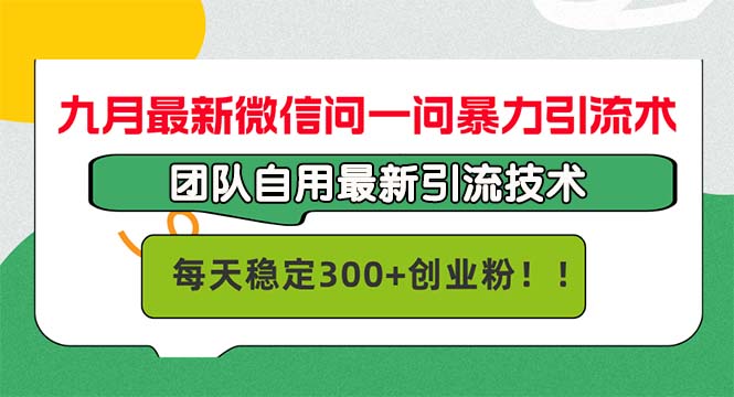 九月最新微信问一问暴力引流术，团队自用引流术，每天稳定300+创…-副业网
