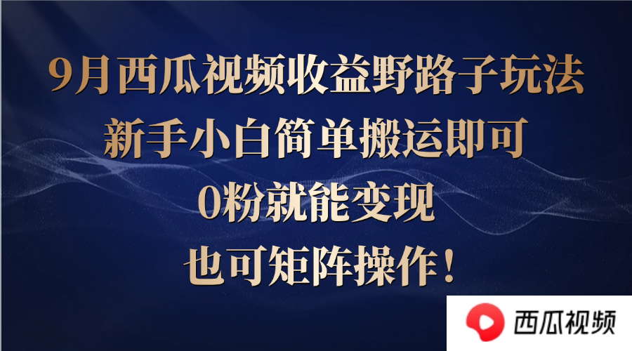 西瓜视频收益野路子玩法，新手小白简单搬运即可，0粉就能变现，也可矩…-副业网