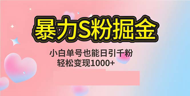 单人单机日引千粉，变现1000+，S粉流量掘金计划攻略-副业网