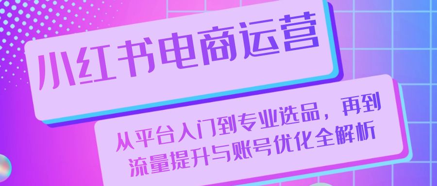 小红书电商运营：从平台入门到专业选品，再到流量提升与账号优化全解析-副业网