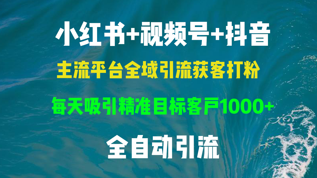 小红书，视频号，抖音主流平台全域引流获客打粉，每天吸引精准目标客户…-副业网