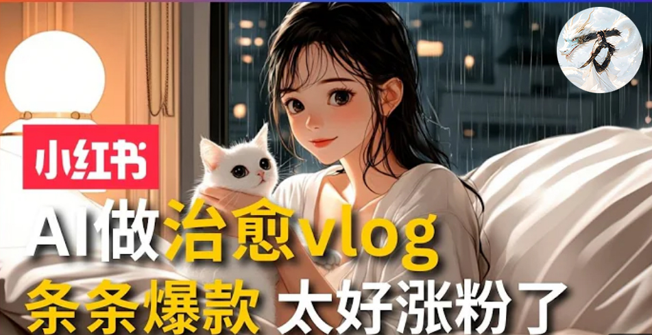 AI治愈系vlog动画视频，小红书1个月轻松涨粉破万，商单报价1500+日入2000+-副业网