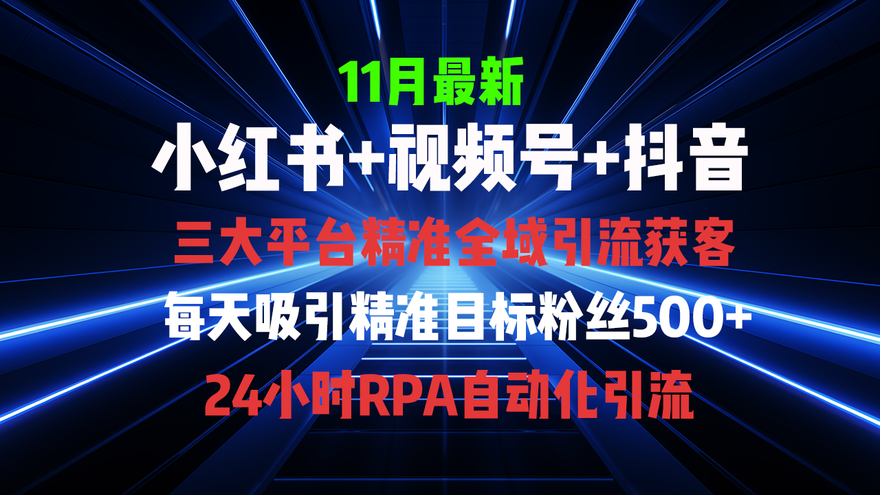 全域多平台引流私域打法，小红书，视频号，抖音全自动获客，截流自…-副业网