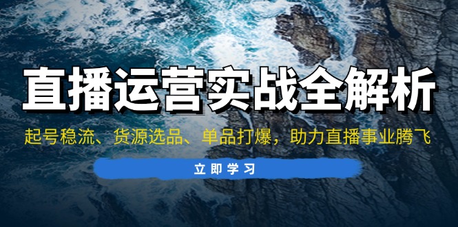 直播运营实战全解析：起号稳流、货源选品、单品打爆，助力直播事业腾飞-副业网