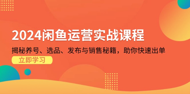 2024闲鱼运营实战课程：揭秘养号、选品、发布与销售秘籍，助你快速出单-副业网
