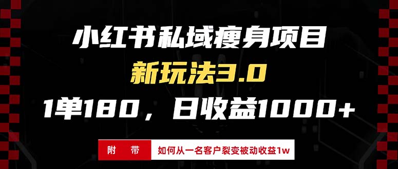 小红书瘦身项目3.0模式，新手小白日赚收益1000+（附从一名客户裂变收益…-副业网